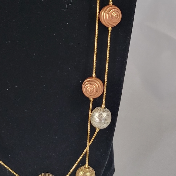 Necklace and earring set double strand  90s - Picture 4 of 9